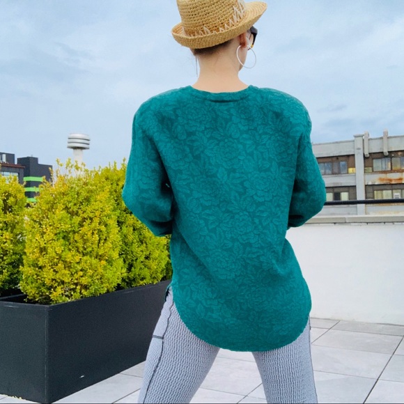 Zara Silk Lux Victorian Bohemian Convex Textured Elevated 3D Flower Top Blouse - Picture 13 of 16